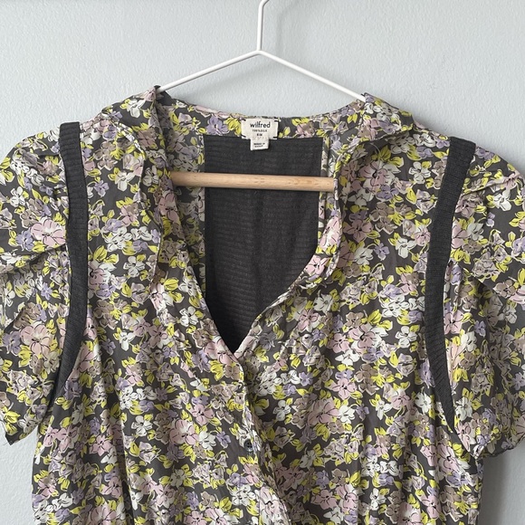 ARITZIA | WILFRED 100% SILK AND LINEN FLORAL BOHO DRESS SIZE 6 - Picture 6 of 14